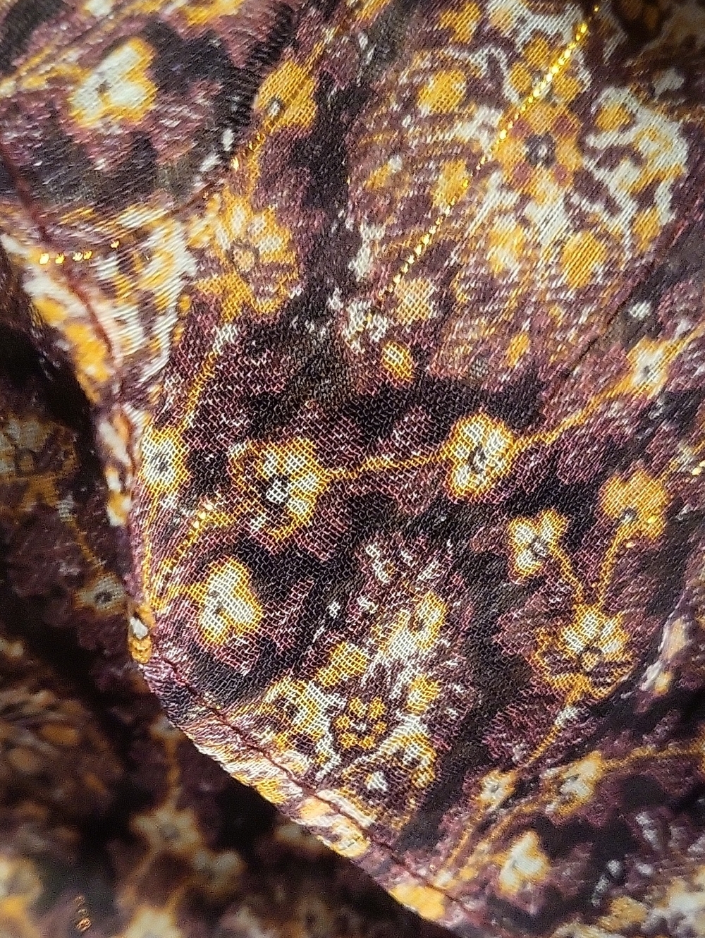Zara Smocked Waist Ruffle-Tiered Long-Sleeve Dress in Brown Paisley - Picture 11 of 11